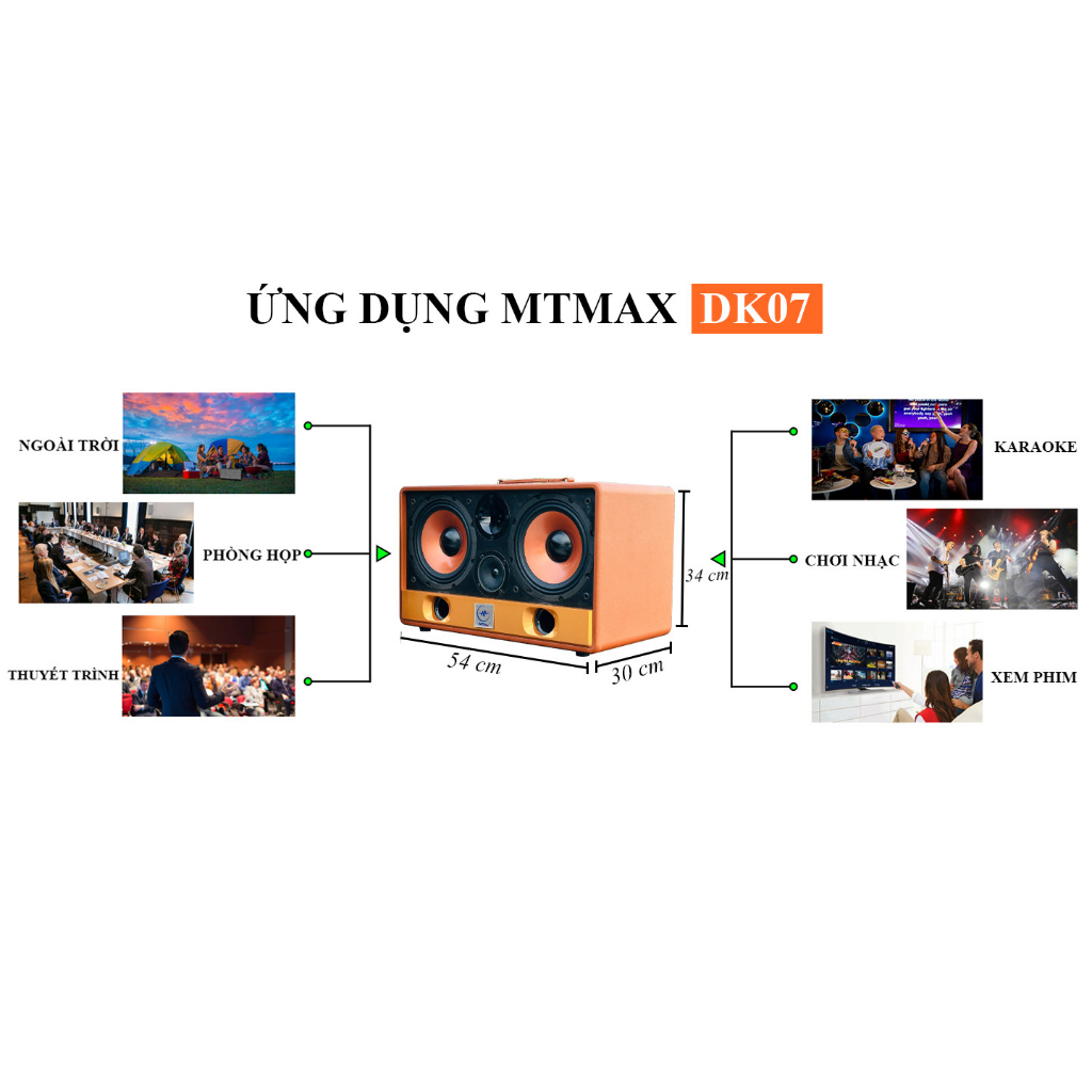 Loa Xách Tay Chính Hãng MTMax DK07 - Loa Karaoke Cao Cấp Công Suất Lớn 300W 2 Bass Trầm 20CM Công Nghệ Bass Boots