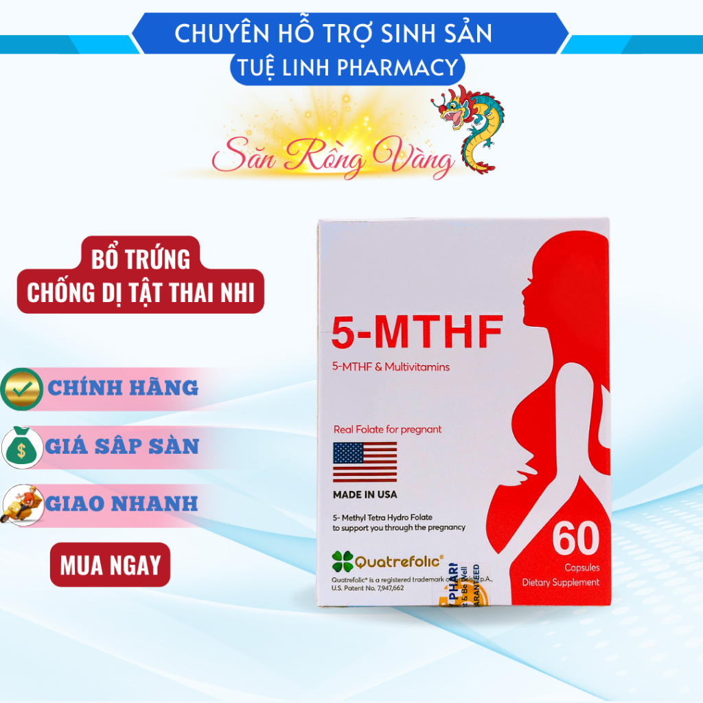 5 MTHF 30v/60v [CHÍNH HÃNG] Chống dị tật thai nhi và giảm nguy cơ sảy thai, giảm nguy cơ sinh non