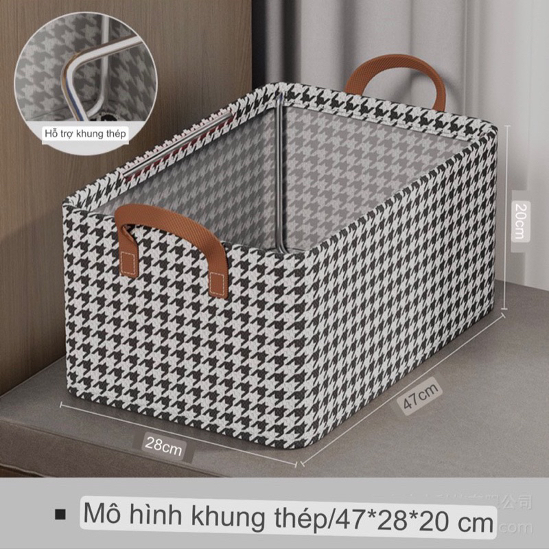 (28x47x20cm) Hộp khung sắt hoạ tiết Caro đựng quần áo , tất , đồ lót , chăn màn đa năng , tiện lợi , có thể gấp gọn | BigBuy360 - bigbuy360.vn