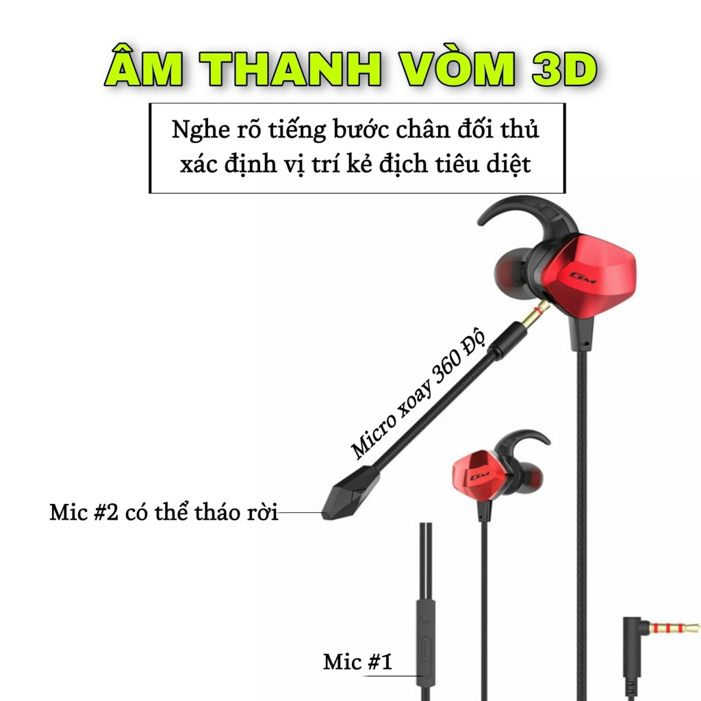 Ai Nghe Gaming In-Ear Có Mic Chống Ồn