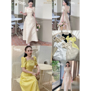 Đầm xoè dài tay phồng