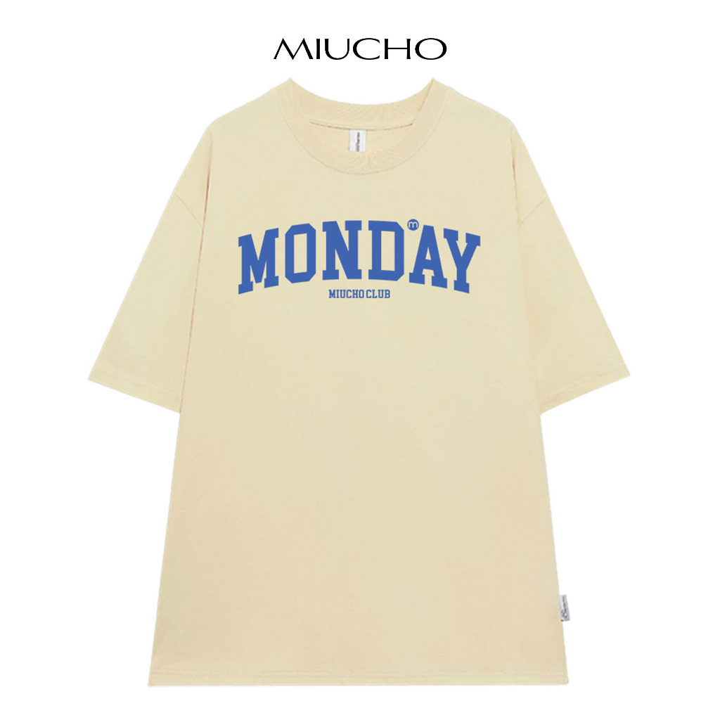 Áo thun nam form rộng in MONDAY tay ngắn cổ tròn ATD152 vải cotton  Miucho in Typography