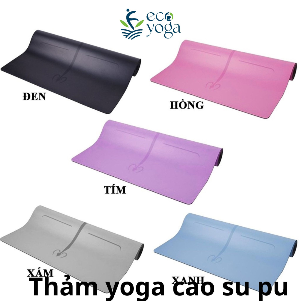 Thảm tập PU cao su tự nhiên 5mm  ECOYOGA định tuyến chống trơn trượt thấm hút mồ hôi đàn hồi bám sàn tốt dày