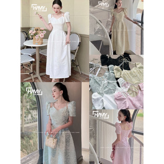 Đầm gấm dài yếm