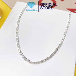 Dây chuyền nam quả dẹt cá tính chuẩn bạc ta bền màu - THU HUONG SILVER