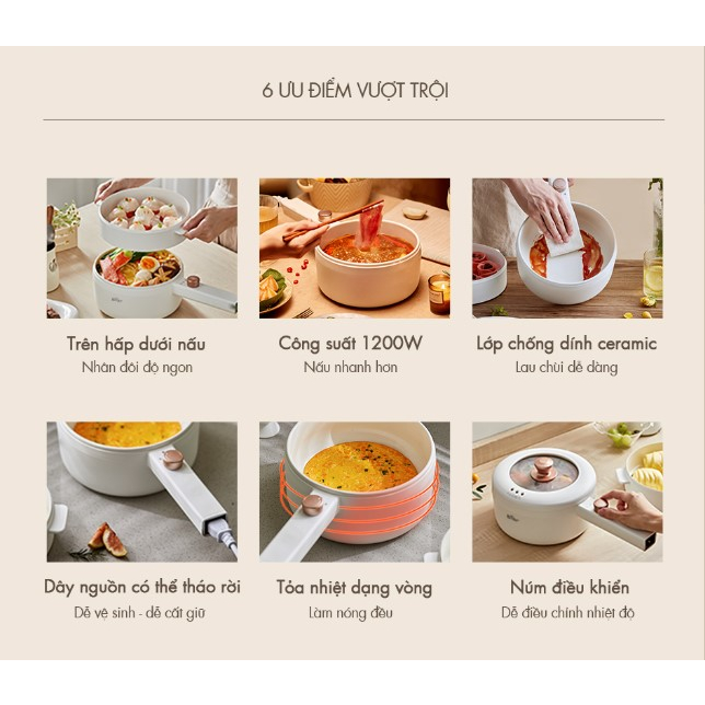 Nồi Điện Đa Năng Bear 1.6L DRG-P16M2 / 3L DRG-F30H1 | Hàng Chính Hãng | Bảo Hành 18T |  | Mimax Store