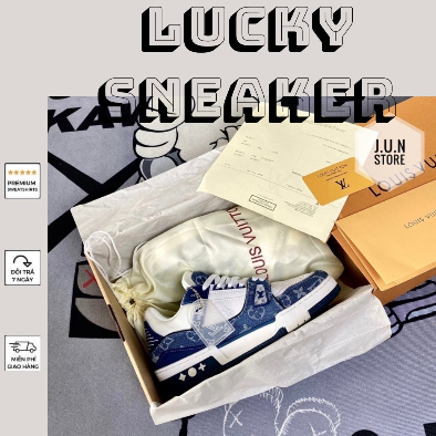 GIÀY LV TRAINER BLUE WHITE XANH DƯƠNG LAI AU [ FREESHIP + BOX ]