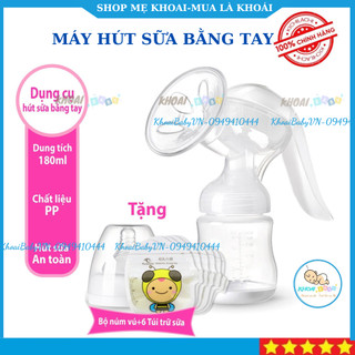 Máy Hút Sữa Cầm Tay Mẫu Mới Có Bình Vắt Sữa Êm, Đệm Massage Silicone-Khoaibaby