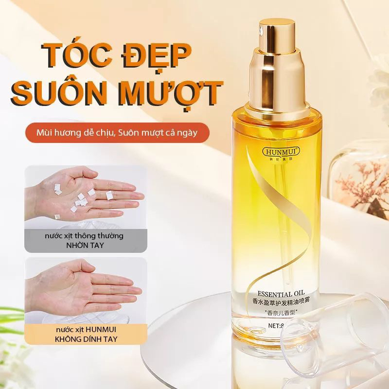 Xịt Dưỡng Tóc Hunmui Hương Nước Hoa Phục Hồi Tóc Hư Tổn, Xơ Rối, chẻ ngọn giúp tóc luôn suông mượt, mềm mại