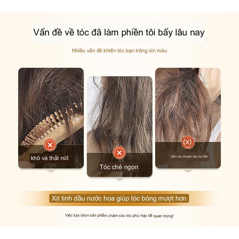 Xịt Dưỡng Tóc Hunmui Hương Nước Hoa Phục Hồi Tóc Hư Tổn, Xơ Rối, chẻ ngọn giúp tóc luôn suông mượt, mềm mại