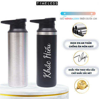 Bình nước thể thao giữ nhiệt 480ml Inox 316 nắp hút chân không, kiểu dáng mới lạ dành cho xe đạp, leo núi..