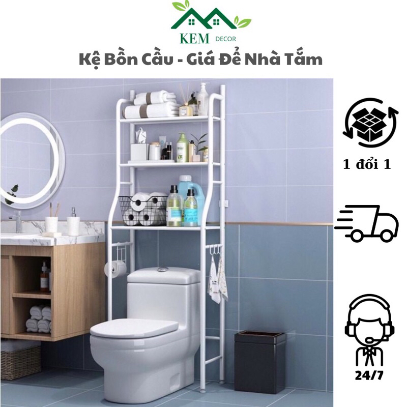 Kệ bồn cầu 3 tầng để sau bồn cầu, nhà vệ sinh trên toilet, nhà tắm đa năng tiện lợi