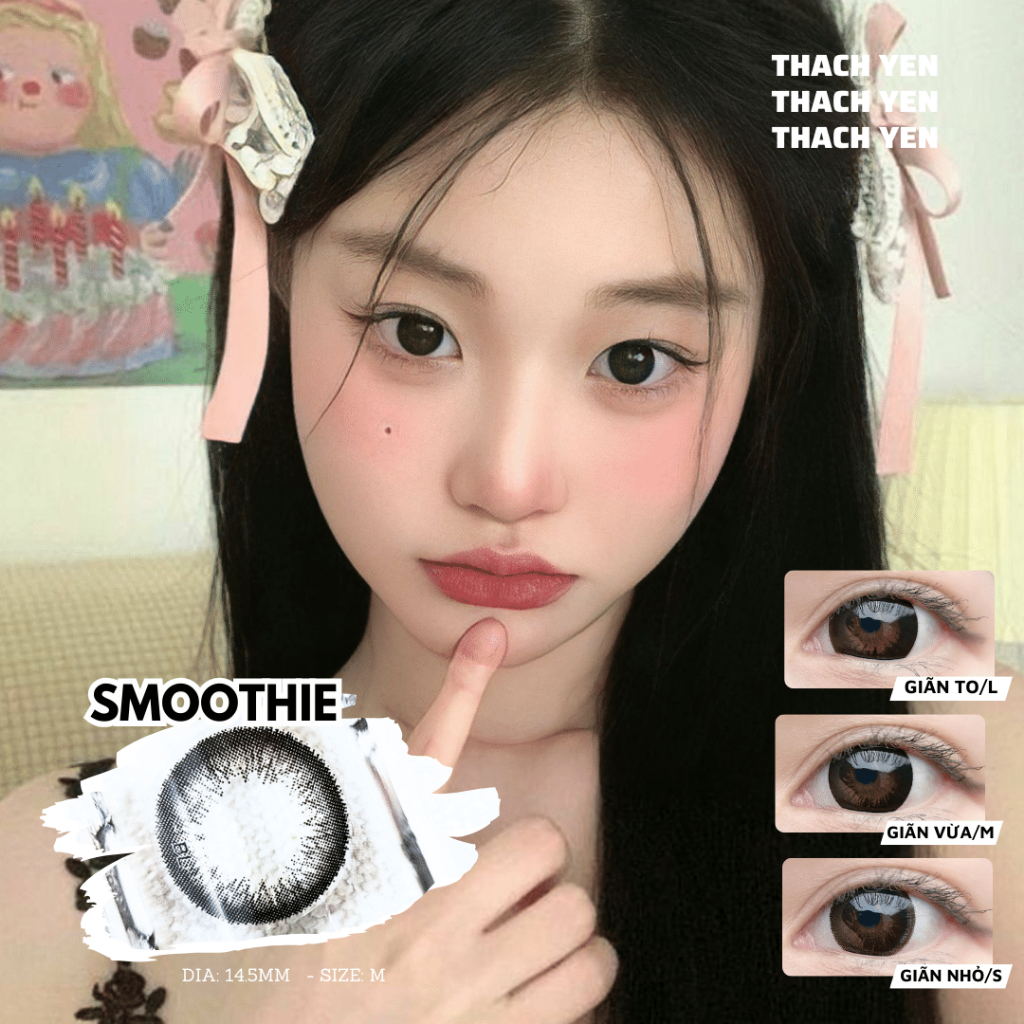 Lens Mắt Smoothie Đen Tự Nhiên giãn vừa - 0-10 độ kính áp tròng