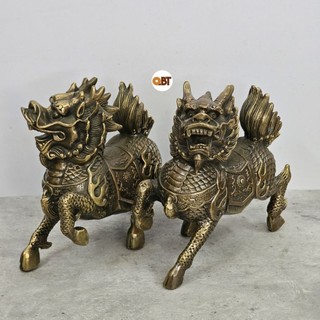 Cặp kỳ lân - long mã bằng đồng