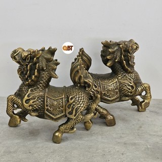 Cặp kỳ lân - long mã bằng đồng