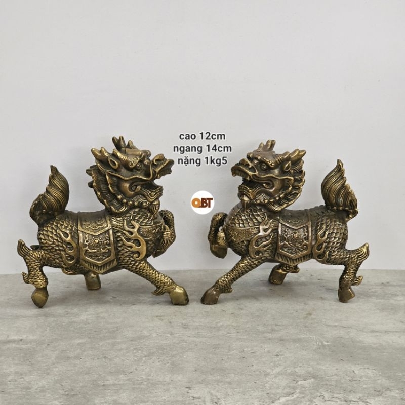 Cặp kỳ lân - long mã bằng đồng