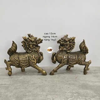 Cặp kỳ lân - long mã bằng đồng