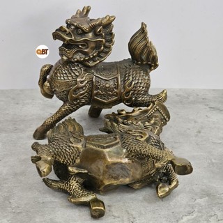 Cặp kỳ lân - long mã bằng đồng
