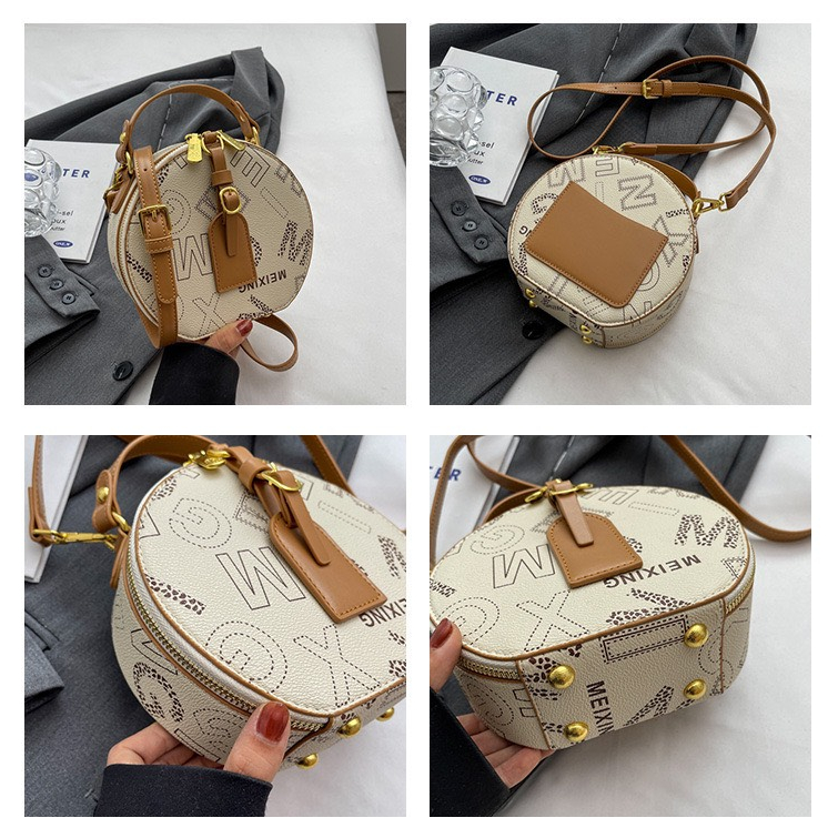 HÀNG QUẢNG CHÂU Túi Xách Đeo Vai Hình Tròn Nhỏ In Họa Tiết Phong Cách Mới 2023