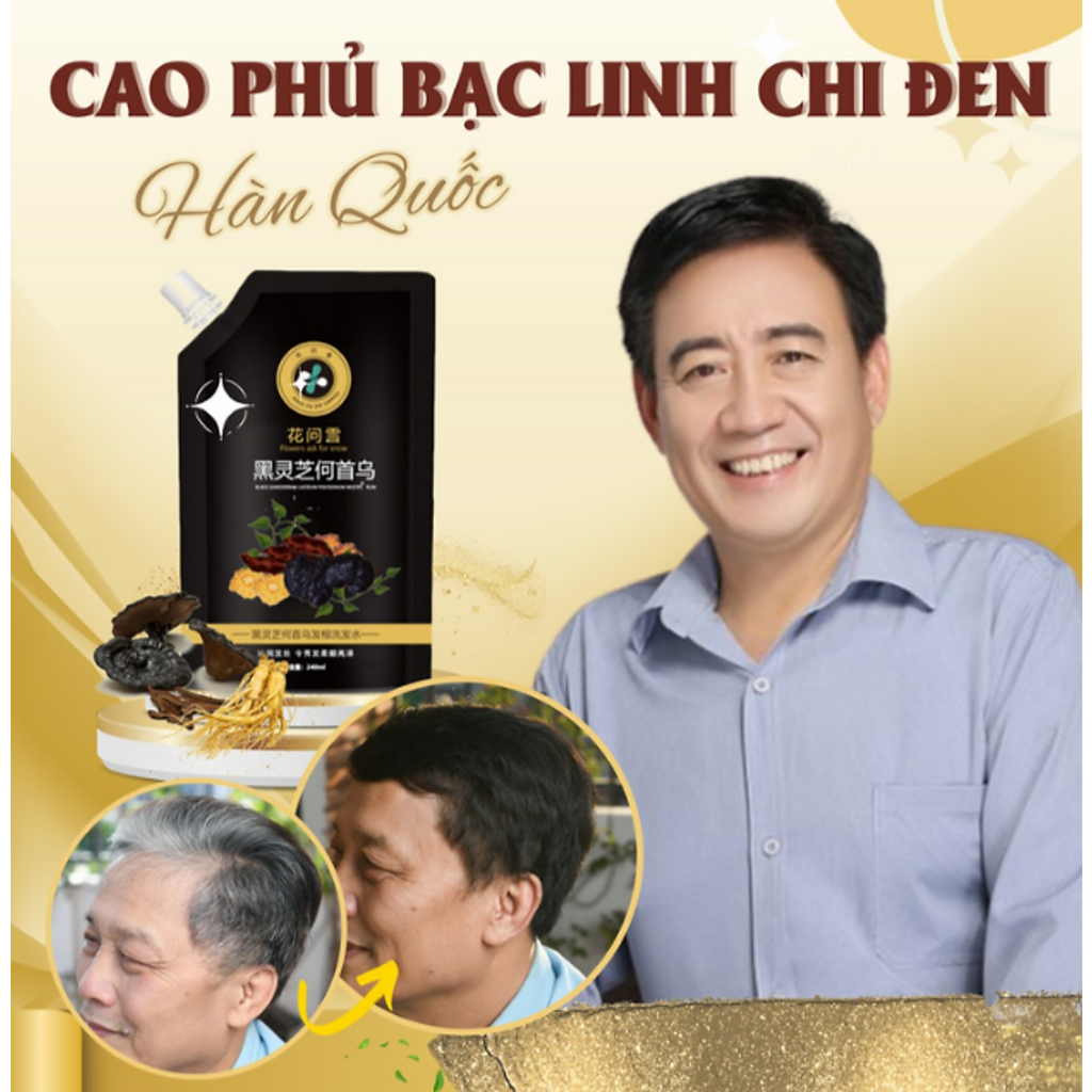 Dầu gội phủ bạc thảo dược Linh Chi, phủ đen mái tóc nuôi dưỡng tóc đen khỏe bóng mượt 300g