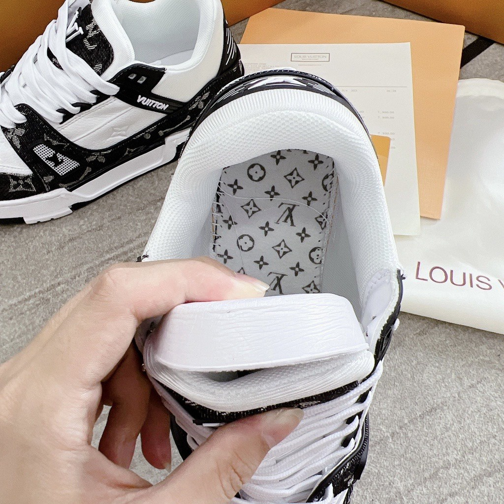 Giày LV Trainer, Louis Vuitton Trainer Black White, Giày LV Louis Vuitton HÀNG CAO CẤP