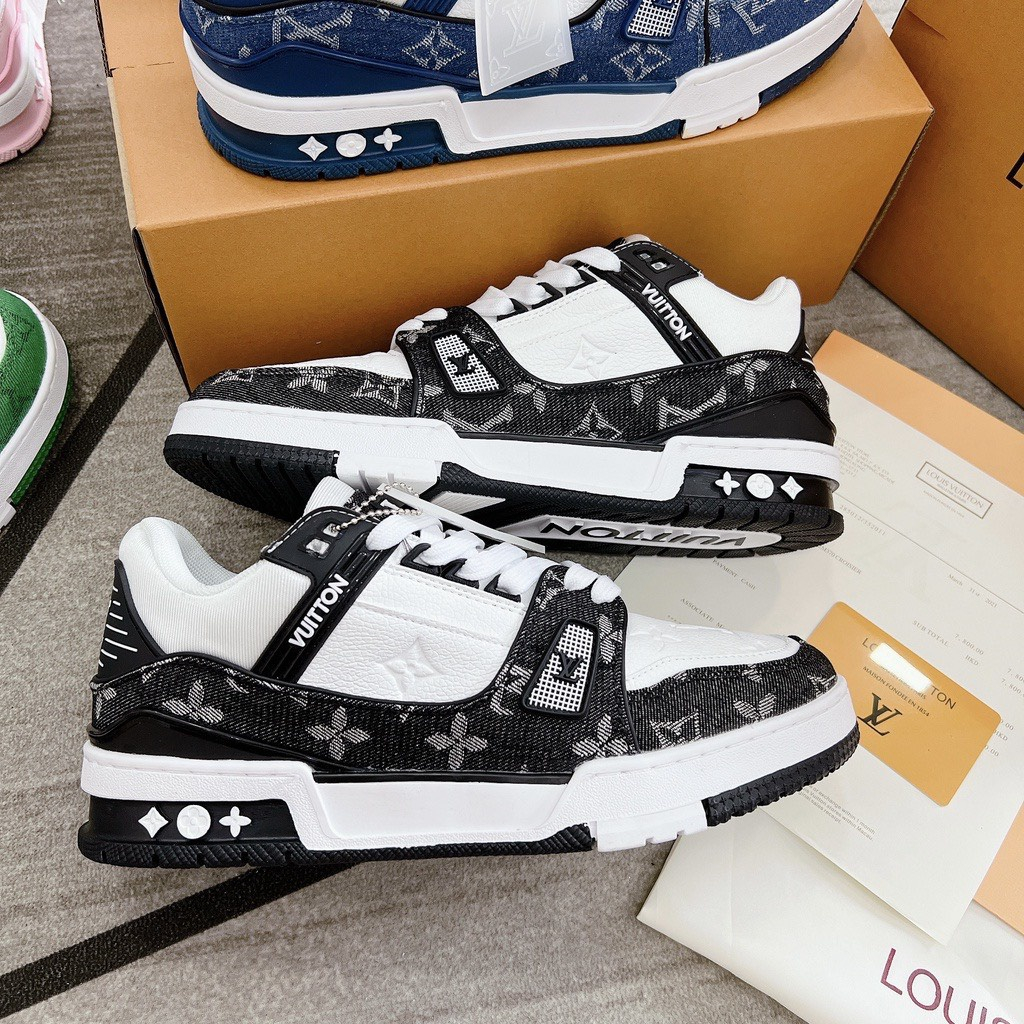 Giày LV Trainer, Louis Vuitton Trainer Black White, Giày LV Louis Vuitton HÀNG CAO CẤP