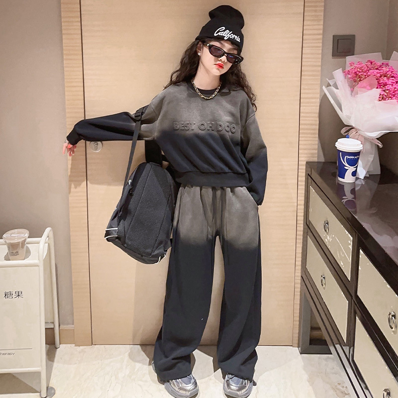 Quần áo trẻ em, Bộ quần áo thu đông bé gái họa tiết loang cá tính dễ thương cho bé trai, bé gái HB2320