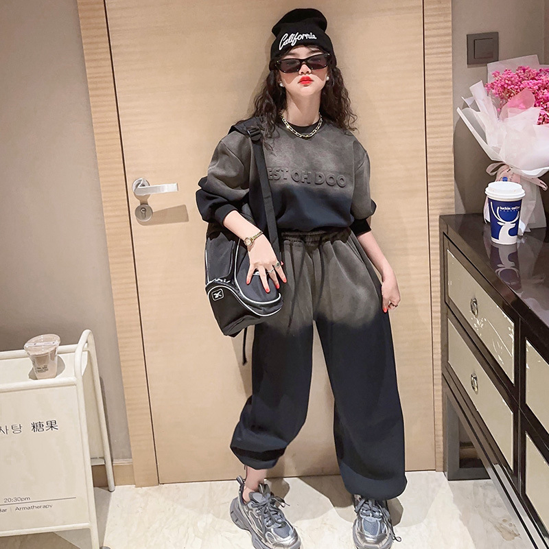 Quần áo trẻ em, Bộ quần áo thu đông bé gái họa tiết loang cá tính dễ thương cho bé trai, bé gái HB2320