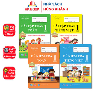 Sách - Combo 4 cuốn bài tập tuần và đề kiểm tra toán, tiếng việt Lớp 1 - học kỳ 2 - Cùng học để phát triển năng lực