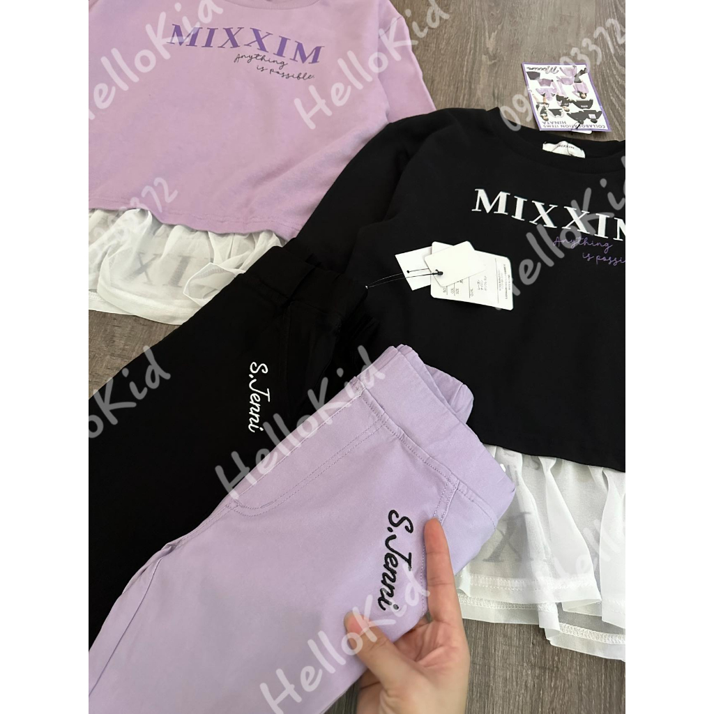 Bộ áo nỉ kèm quần legging co giãn cho bé