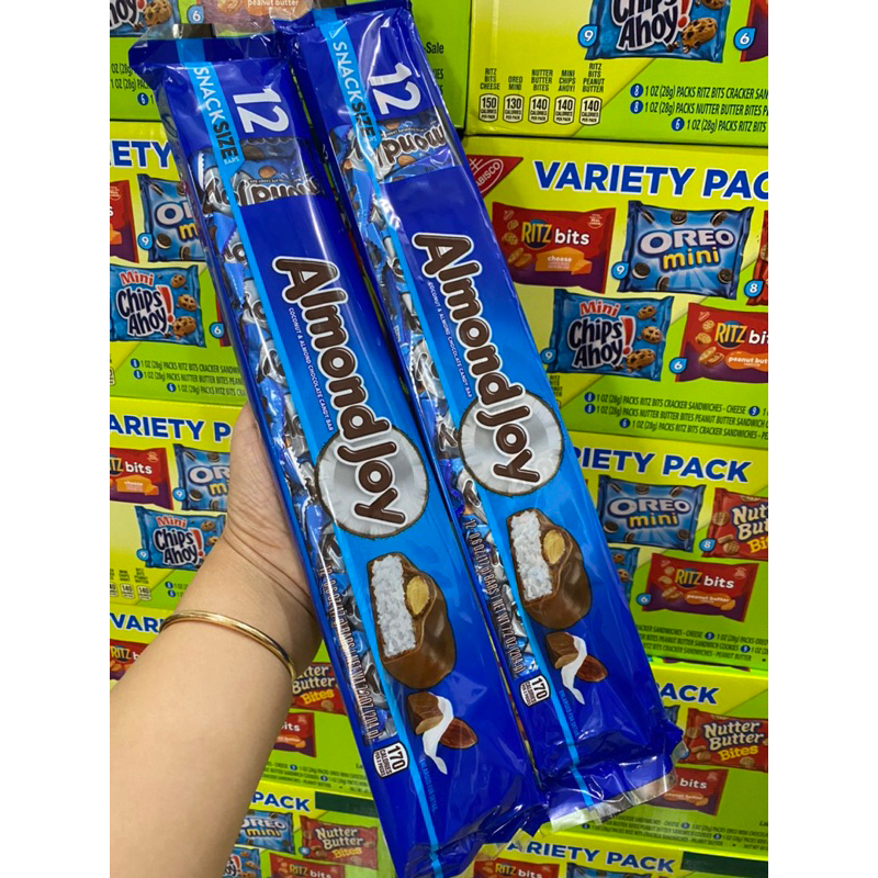 [Hàng Mỹ] Socola Sữa Dừa Mix hạnh nhân Almond Joy Snack 12 pack