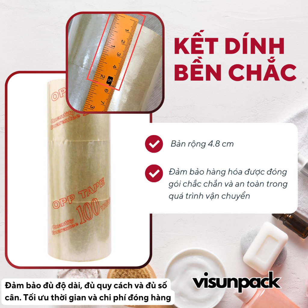Băng Keo, Băng Dính Trong Suốt 100 Yard Dán Thùng Hộp Đóng Hàng 1 Cuộn Loại 1Kg/Cây