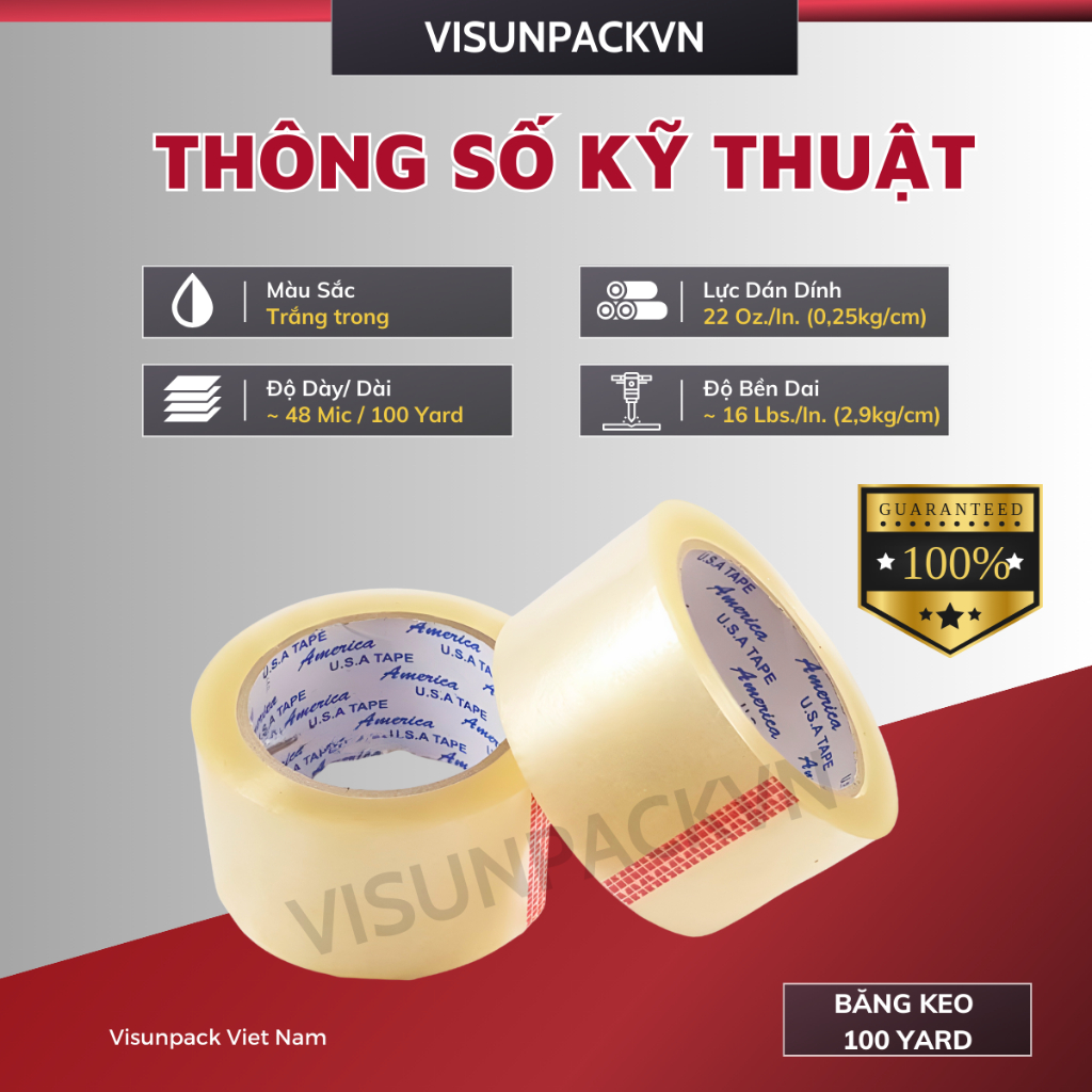 Băng Keo, Băng Dính Trong Suốt 100 Yard Dán Thùng Hộp Đóng Hàng 1 Cuộn Loại 1Kg/Cây
