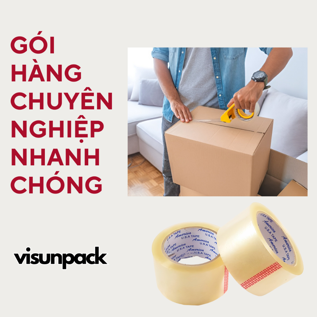 Băng Keo, Băng Dính Trong Suốt 100 Yard Dán Thùng Hộp Đóng Hàng 1 Cuộn Loại 1Kg/Cây