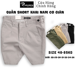 Quần Short Kaki Nam RURUMEN  Phối Nút Màu Đen, Xanh Rêu, Xám, Kem