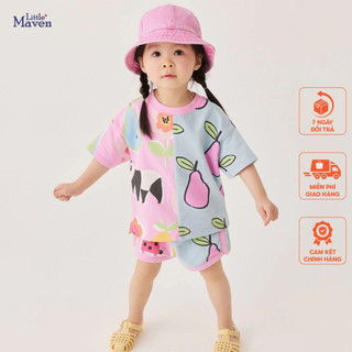 Bộ thun cotton hồng xanh quả lê Little Maven thời trang trẻ em từ 2-7 tuổi LM22005