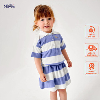 Set váy polo kẻ xanh thỏ Little Maven thời trang trẻ em từ 2-7 tuổi LM22003