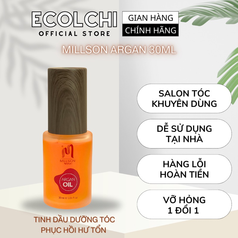 Tinh dầu dưỡng tóc Millson Argan Oil 30ml - Phục hồi tóc hư tổn, serum tinh chất chăm sóc tóc khô xơ uốn nhuộm duỗi CH