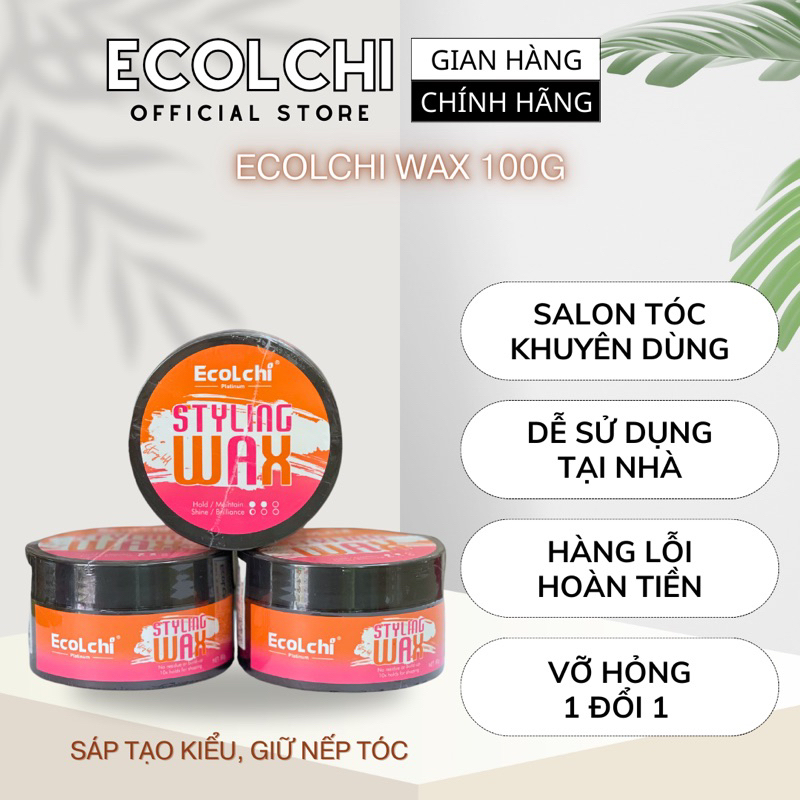 Sáp vuốt tóc nam Ecolchi Wax 80g tạo kiểu cực chất không bóng giữ nếp 24h CH