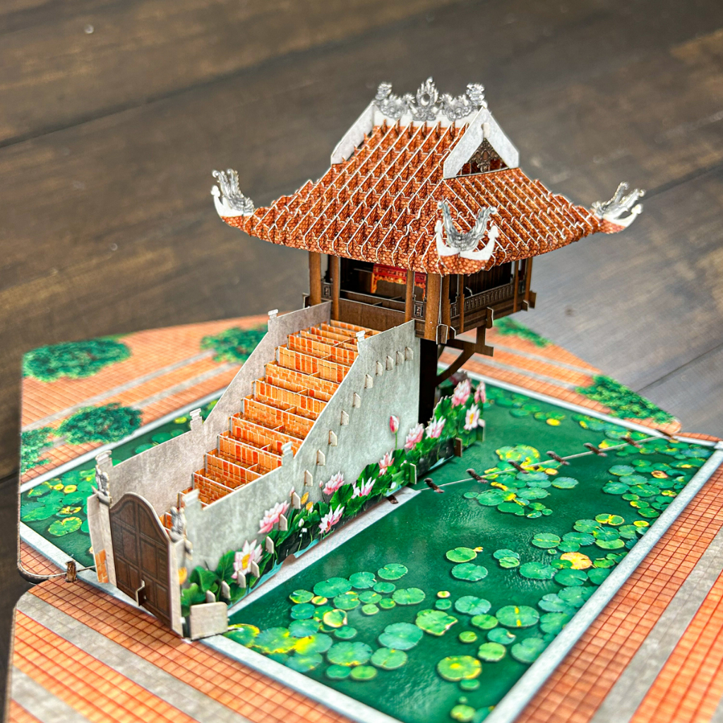 Thiệp Gỗ 3D Pop Up Chùa Một Cột Hà Nội 20cm Quà Lưu Niệm - TAYTA