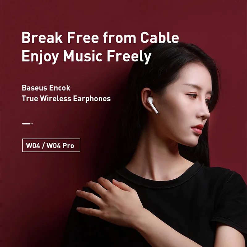 Tai Nghe Bluetooth Baseus Encok True Wireless Earphones W04/ W04 Pro TWS Gen 2 Wireless Charger, New Model 2022