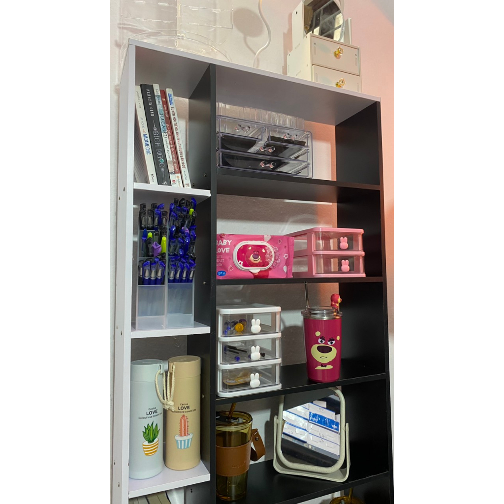 Kệ Sách Để Sàn Decor Phối Màu 6 Tầng Gỗ MDF Phong Cách Bắc Âu - Thương Hiệu GOSASHI