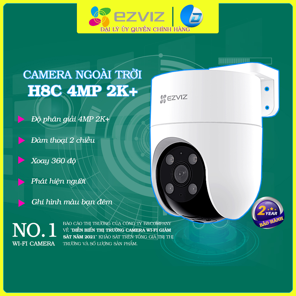 Camera Ezviz xoay ngoài trời H8c 2MP/3MP/4MP 2K 2K+ chính hãng, đàm thoại 2 chiều, màu đêm