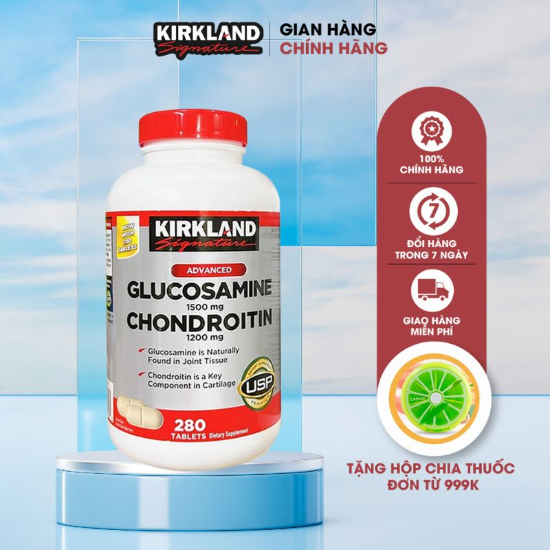 Bổ khớp Glucosamine 1500mg with Chondroitin 1200mg 280 viên Kirkland Signature hỗ trợ các vấn đề về xương, khớp, cơ