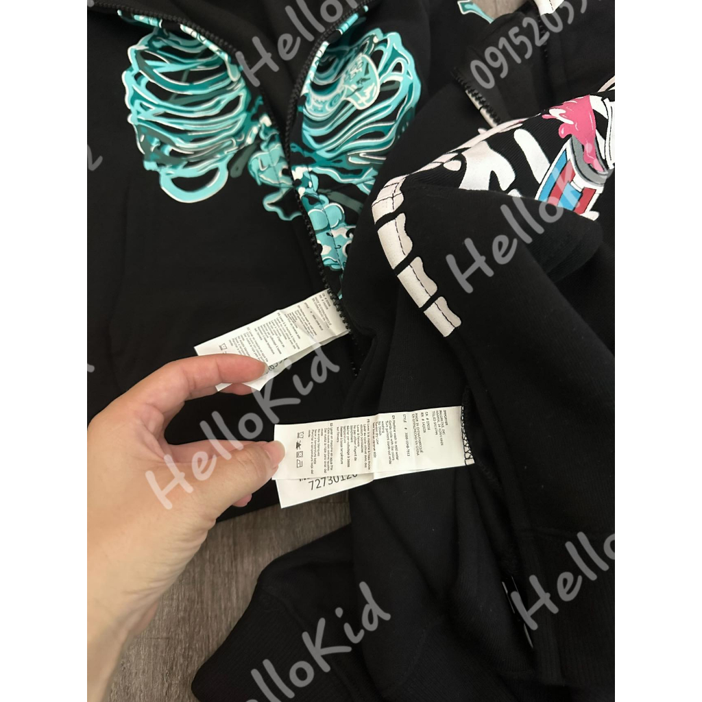 Áo khoác nỉ bộ xương hallowen cho bé