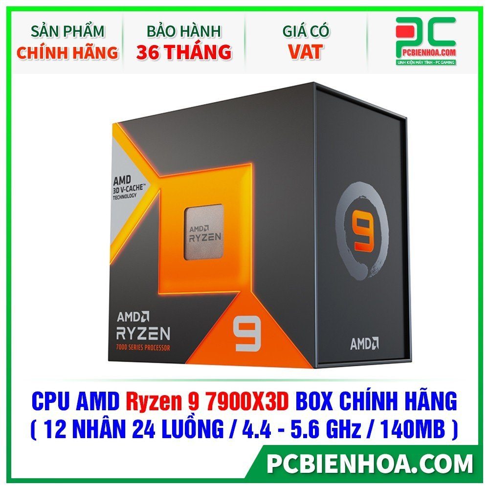 CPU AMD RYZEN 9 7900X3D BOX CHÍNH HÃNG ( 12 NHÂN 24 LUỒNG / 4.4 - 5.6 GHZ / 140MB )