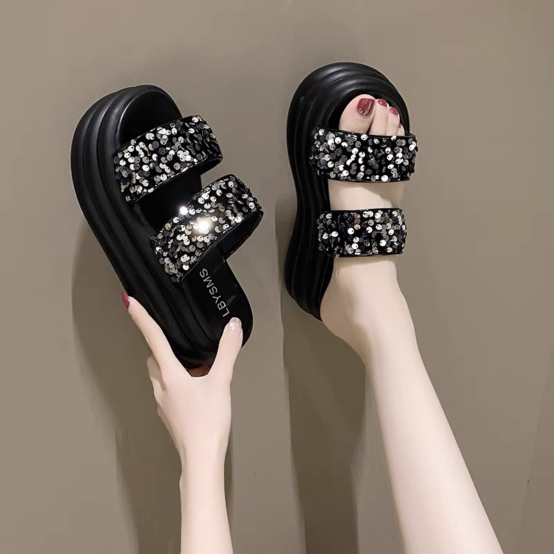 Dép đế dày quai phối kim sa sang chảnh