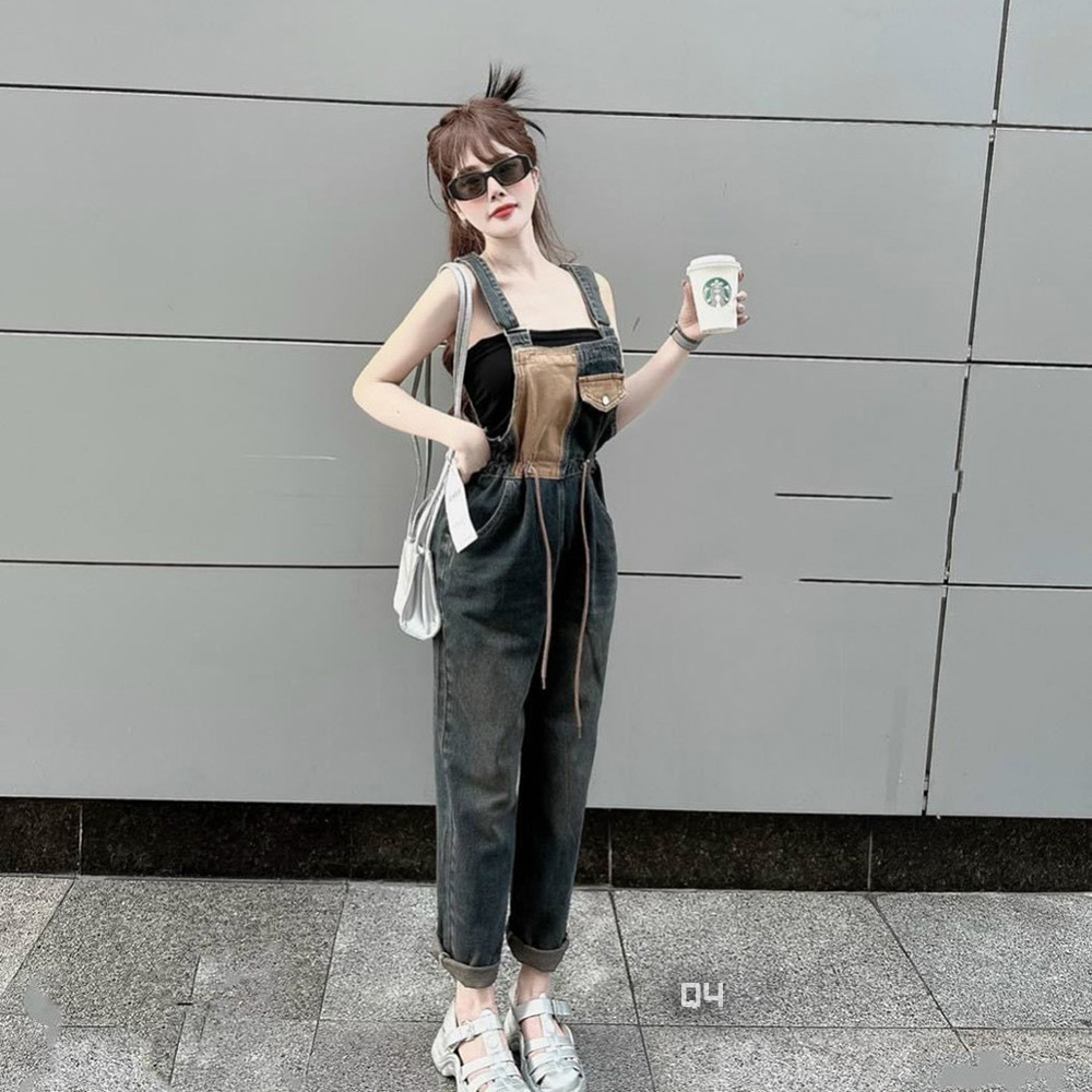 Yếm quần jean dài phối màu thời trang  | A&JEAN STORE