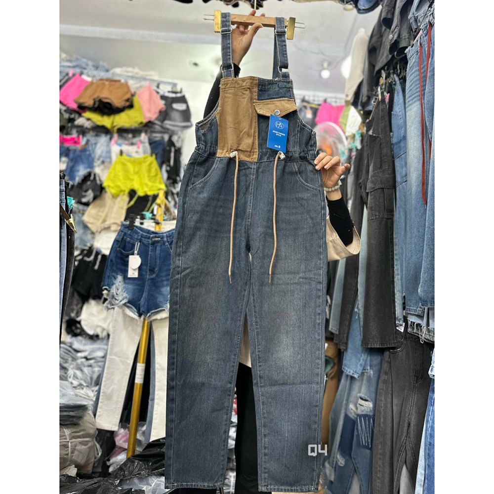 Yếm quần jean dài phối màu thời trang  | A&JEAN STORE