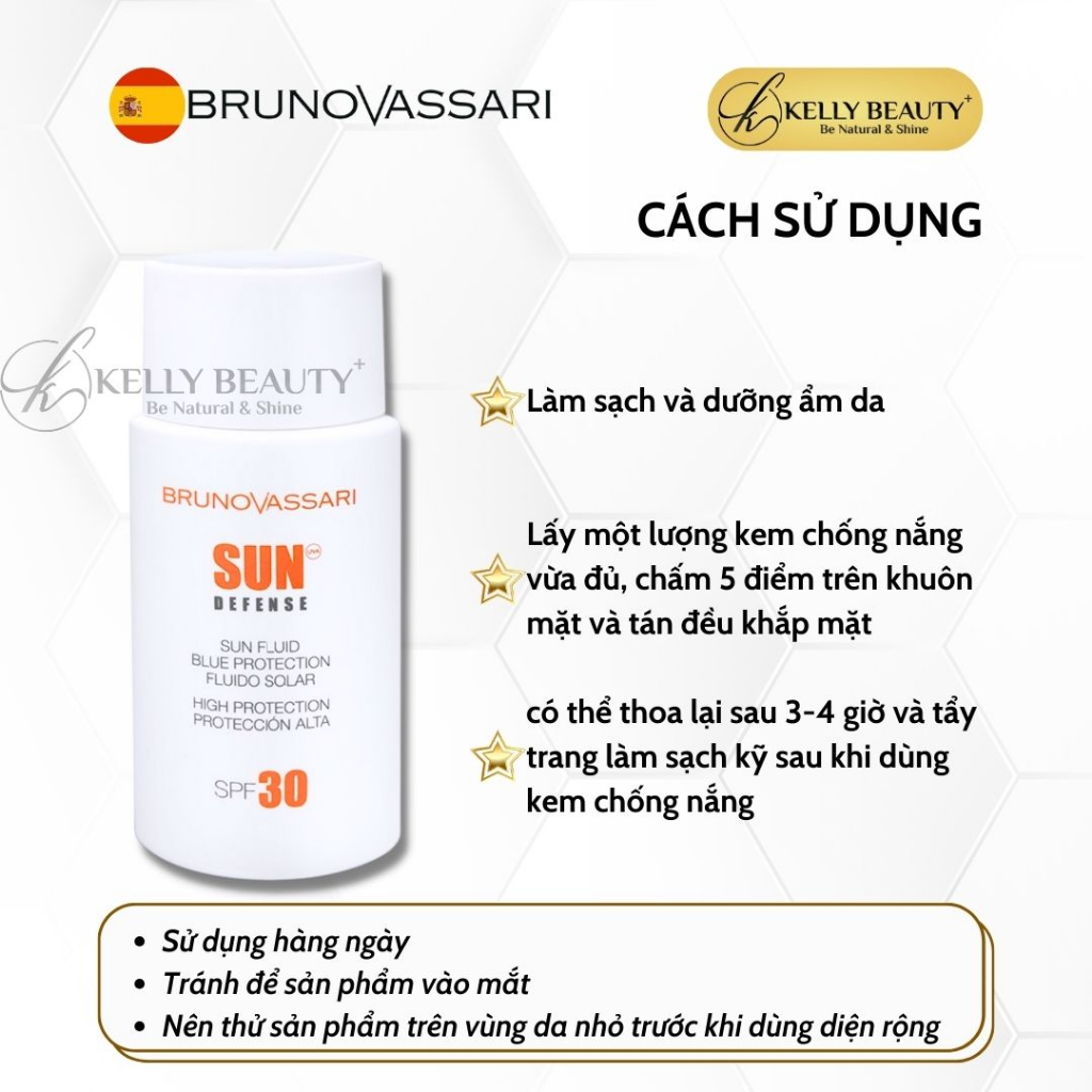 Kem Chống Nắng Ánh Sáng Xanh Sun Fluid Blue Protection SPF 30 - Bruno Vassari | Kelly Beauty